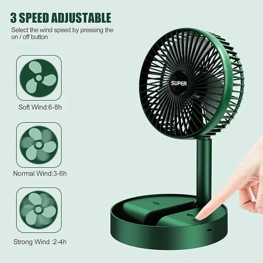 Mini Green Desk Fan – 3 Speed Modes, Adjustable Head, Strong ABS Material