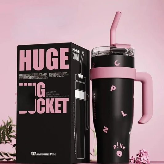 40 OZ Tumbler with Handle and Nozzle Straw Lid, Insulated Reusable Stainless Steel Travel Mug Keeps Drinks Cold up to 34 Hours