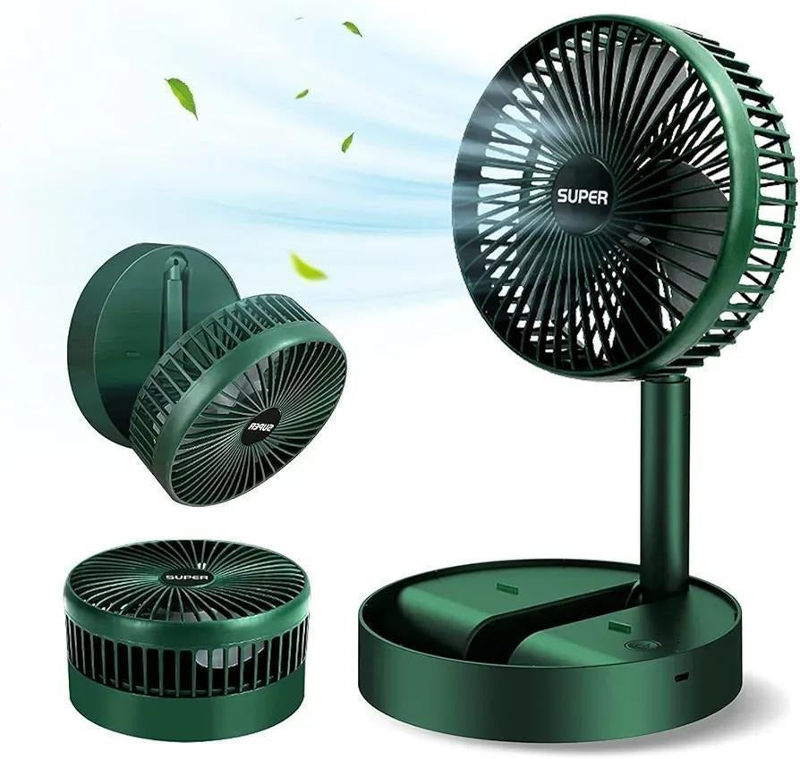 Mini Green Desk Fan – 3 Speed Modes, Adjustable Head, Strong ABS Material